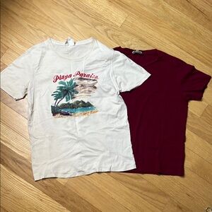 Set of 2 | Sezane White and Red Short Sleeve Tees